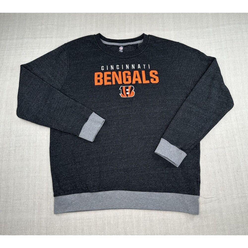 NFL Proline Cincinnati Bengals Crewneck Women Sweatshirt XL Gray Orange Pullover